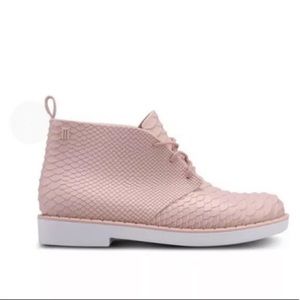 Melissa + Baja East Rain Ankle Boots Pink Rubber,7